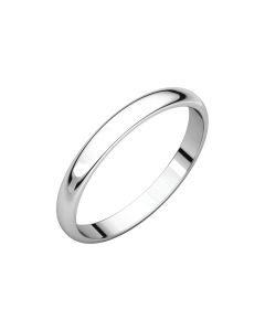14kt White 2.5mm Half Round Light Band