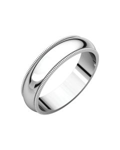 14kt White 5mm Comfort Fit Milgrain Band