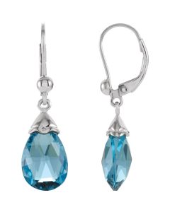 14kt White Swiss Blue Topaz Earrings