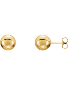 14kt Yellow 8mm Ball Earrings with Bright Finish