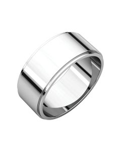 14kt White 8mm Flat Edge Band