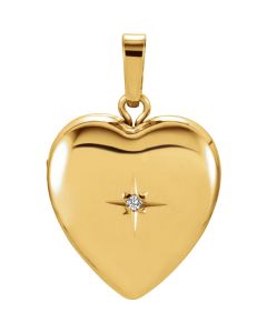 14kt Yellow .005 CTW Diamond Heart Shape Locket