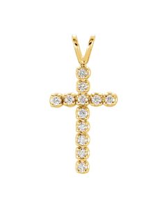 14kt Yellow 1/8 CTW Diamond Cross Pendant