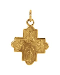 14kt Yellow 12x12mm Four-Way Cross Medal 