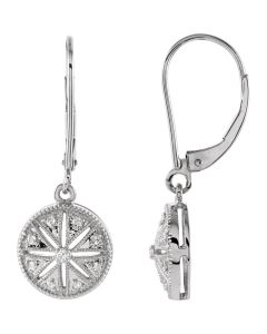 Sterling Silver 1/10 CTW Diamond Lever Back Earrings
