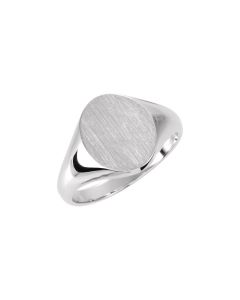 14kt White 11x9.5mm Oval Signet Ring