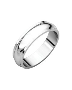 14kt White 5mm Half Round Edge Band
