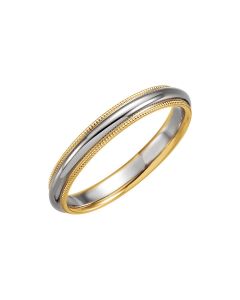14kt White & Yellow 3.5mm Comfort-Fit Milgrain Band Size 5.5
