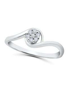 Diamond Engagement Ring Promise Gift Silver White gold finish 1/10ctw