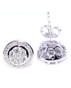 0.5ct Diamond Earrings 10K White Gold 7mm Wide Cluster Studs Fashion Earrings