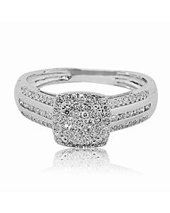 0.4ct Diamond Bridal Engagement Ring 10K White Gold 8mm Wide