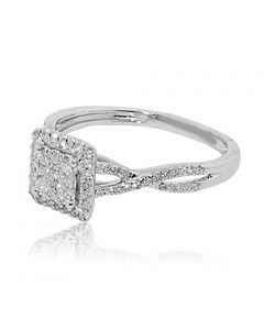 0.33ct Diamond Bridal Engagement Ring 10K White Gold 8mm Wide Woven Sides