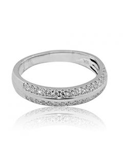 10K White Gold Anniversary Wedding Band Ring 0.33ct Diamonds 4mm Wide 2 Rows Diamonds