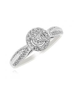 10K White Gold 0.25ct Diamond Engagement Ring 7.5mm Wide Promise Ring