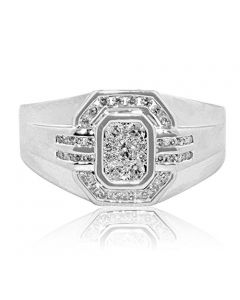 Mens Diamond Ring Fashion 10K White Gold 0.5ctw 12mm Wide Pinky Ring