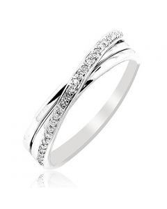0.1ctw Diamond Wedding Band Ring Criss Cross 10K White Gold 5mm Wide