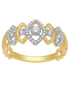 0.2ctw Diamond Fashion Anniversary Ring 8mm Wide Marquise Halo 10K Yellow Gold