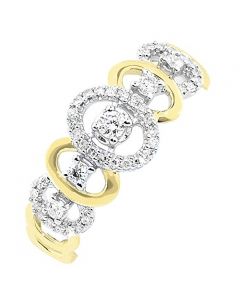 0.2ctw Diamond Fashion Anniversary Ring 10K Yellow Gold Oval Halo 7.8mm Wide