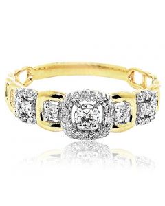 0.2ctw Diamond Annniversary Fashion Ring 10K Yellow Gold 6mm Wide