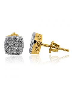 0.24ct Diamond Stud Earrings 10K Gold 7mm Wide Screw Back Cluster Fashion Earrings