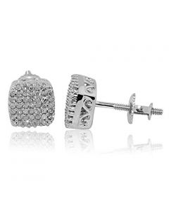 0.24ct Diamond Stud Earrings 10K White 7mm Wide Screw Back Cluster Fashion Earrings