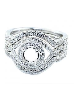 0.75ctw Diamond Semi Mount Bridal Set 3pc Infinity Halo Fits 0.75ct Solitaire 14KW