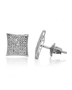 0.35ctw Diamond Earrings Mens Kite Shaped 10mm Wide Screw Back Big