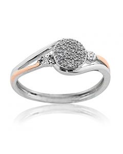 10K White and Rose Gold 0.15ctw Diamond Promise Engagement Ring Swirl