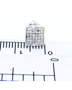 10K White Gold Diamond Stud Earrings 7mm Wide Screw Back 0.14ctw