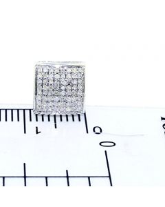 10K White Gold Diamond Stud Earrings Square 8.5mm Wide 0.26ctw Screw Back