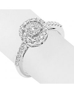 0.4ct Diamond Engagement Ring Double Halo 10K White Gold 9.5mm Wide