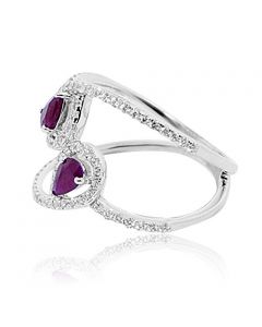 1.1ct Ruby And Diamond Cocktail Ring 14mm Wide 14K White Gold