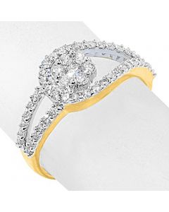 0.55ct Diamond Bridal Engagement Ring 10K Yellow Gold 9mm Wide