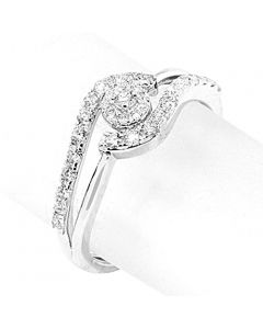0.45ct Diamond Bridal Engagement Ring Swirl Style 10K White Gold 8mm Wide