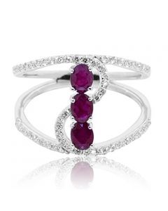 0.96ct Ruby and Diamond Wrap Ring 14K White Gold 14mm Wide