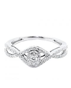 0.35ct Diamond Engagement Ring Infinity Style Sides 10K White Gold 7.5mm Wide