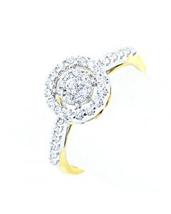0.4ct Diamond Engagement Ring Double Halo 10k Yellow Gold 9.5mm Wide