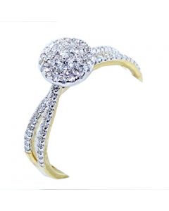 0.4ct Diamond Engagement Ring Double Halo 10K Yellow Gold 9.5mm Wide