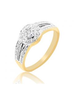 10K Yellow Gold Halo Split Shoulder Bridal Engagement Ring 8mm Wide