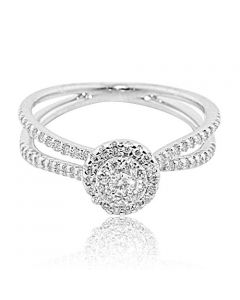 0.36ct Diamond Engagement Ring 10K White Gold Split Shoulder 5mm Wide