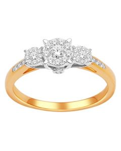 0.33ct Diamond Engagement Ring 10K Yellow Gold 5.5mm Wide 3 Stone Style