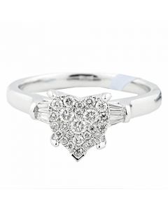 0.4ct Diamond Heart Engagement Ring Baguette Side Diamonds 10K White Gold