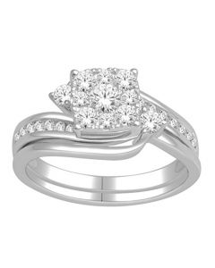 0.75ct Diamond Bridal Wedding Set Intertwine 2 Piece Set 10K White Gold 9mm