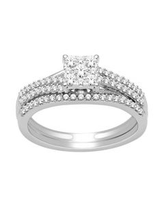 0.5ct Diamond Wedding Set 10K White Gold 2pc Set 6mm Wide