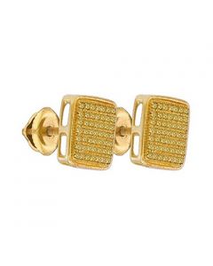 Yellow Diamond Earrings Yellow Silver 0.31ctw Screw Back 10mm Square