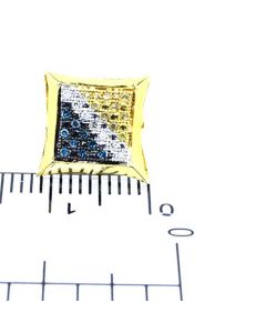 Kite Earrings Yellow Blue White Diamonds 0.15ct 11.5mm Wide Yellow Silver