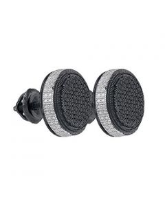 Black Diamond Earrings 0.29ctw 12mm Wide Round Cluster Screw Back
