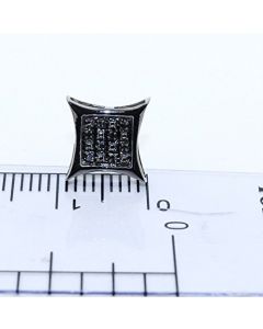0.05ctw Diamond Kite Earrings Black Diamonds 9.5mm Screw back Black Silver