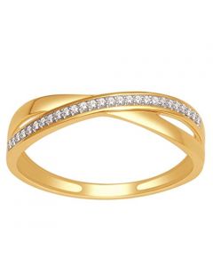 Criss Cross Wedding Band Ring 10K Yellow Gold 0.07ctw Diamond Infinity Ring