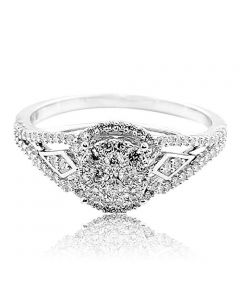 0.51ct Diamond Engagement Ring Vintage 10K White Gold 9mm Wide